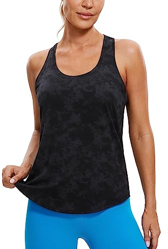 CRZ YOGA Damen Sport Tank Top Racerback Fitness Gym Top Baumwolle Oberteile Locker Atmungsaktiv Ärmellos Tops Der Rauchtintennebel 38