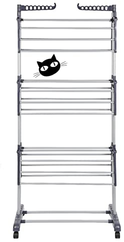 Stendibiancheria pieghevole, asciugatrice per vestiti, portatile, grande essiccatore per biancheria, pieghevole, a 3 livelli, salvaspazio, asciugatrice per vestiti (75*64*170 cm (grigio argento))