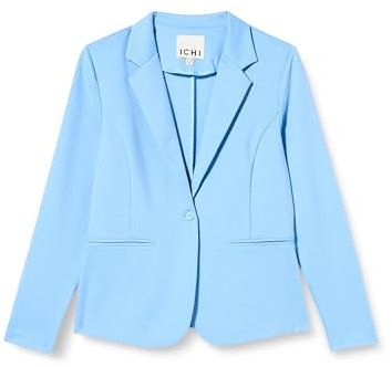ICHI IHKATE Damen Blazer Jackenblazer Anzugsjacke mit 1-Knopf-Form Stretch Reverskragen Paspeltaschen Slim fit, Größe:S, Farbe:Della Robbia Blue (164020)