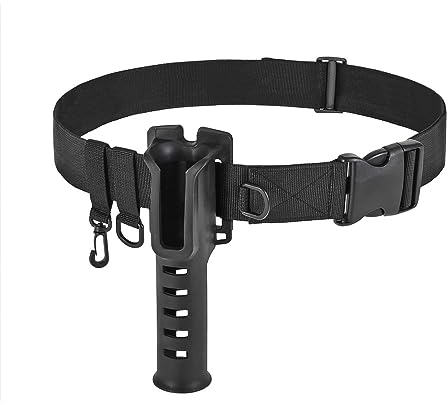 Attrezzo da pesca compatto per esterni, cintura regolabile per canna da pesca, cinghie per trampolieri e attrezzatura da pesca per kayak, per surf casting (nero kaki verde), Nero , Taglia unica