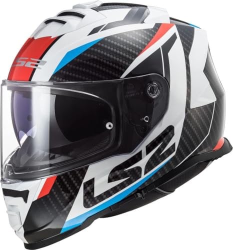 LS2 FF800 STORM II Dual Visor Full Face Motorcycle Helmet - RACER Gloss Blue Red (S) 55-56cm