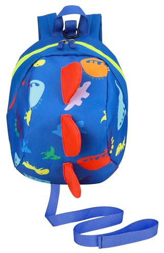 ZhiheHui Dinosaur Backpack for Toddler Boys and Girls Child Toddler Backpack with Reins Anti Lost Children Mini Backpack 1-4 Years Old Toddler with Strap Backpack (Dark Blue)