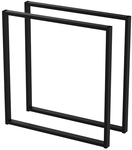 2 x Pieds de Table en Métal Type - U | Pied de Table en Profilés 40x20mm | Pieds de Table, Banc de Bureau, Meubles, Industriel, Cadre de Table Loft (700x720mm Black)