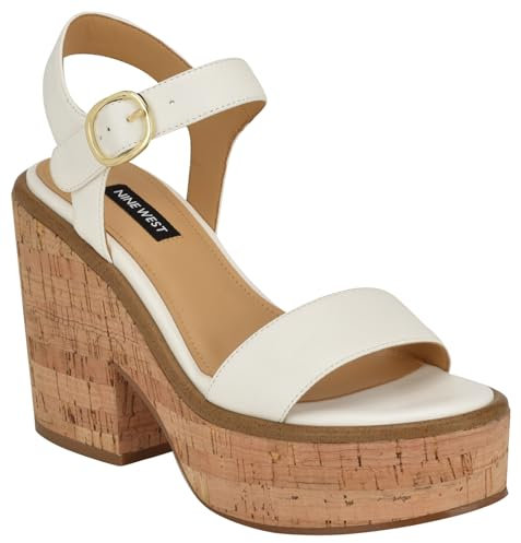 Nine West Damen Amye Sandale mit Absatz, Weiß 140, 42.5 EU
