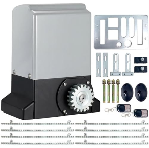 NICCOO Automatic Sliding Gate Opener Kit - Electric Door Opener Motor with Gear Rack and Infrared Sensor, 370W for Gate Up to 800kg
