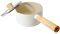 wellhouse 1.9 QT Small Ceramic Saucepan with Lid Ceramic Milk Pan with Glass Lid Small Pot Induction Milk Pot Wood Handle PFOA Free(Beige)