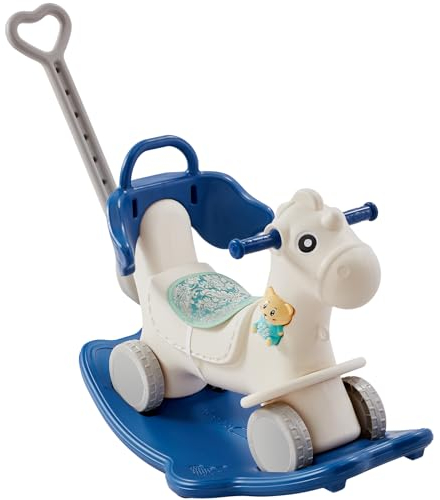 VEVOR 4-in-1 Schaukelpferd für Kleinkinder von 1–3 Jahren, Baby-Schaukelpferd mit abnehmbarem Balance-Board, Schiebegriff und 4 leichtgängigen Rädern, trägt bis zu 80 lbs HDPE-Kinder-Rutschspielzeug m