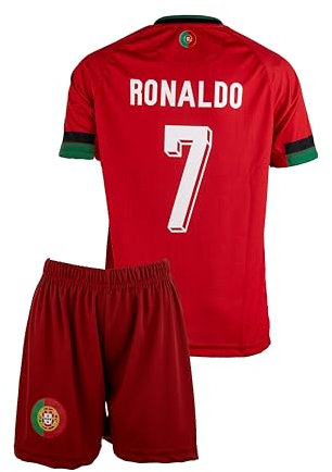 Amdrabola Portugal #7 Kinder Trikot für Kinder,2024 Fußball-Trainingstrikots für Jungen,mit Shorts (Rot,152)