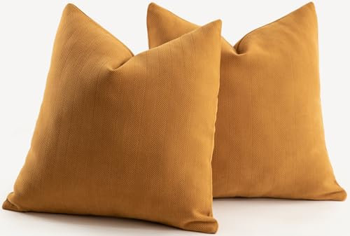 Mandioo 2er Set Kissenbezug 65x65 cm Ingwer Chenille Kissenbezüge weich Gemütlich langlebig modern Zierkissenbezug Dekokissen Kissenhülle für Sofa Wohnzimmer Schlafzimmer