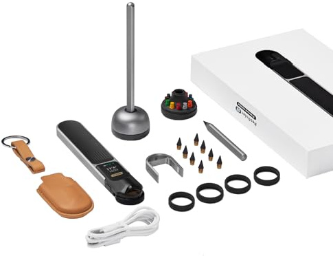 HOZO NeoRulerGO 41pcs Premium-Geschenk-Set, Digitales Rollmaßband mit Laser für flache, gebogene unregelmäßige Formen, einzigartiges Geschenk für Männer, Väter – Braunes Mikrofaser-Lederetui