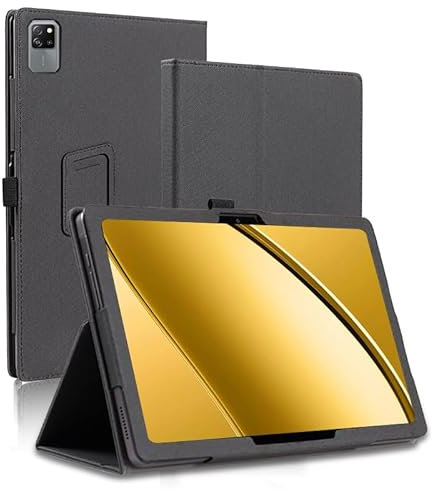 AKNICI Funda para Blackview Tab 60 WiFi Tablet 10 Pulgadas, PU Protectora Carcasa Cover con Magnetite y Cinturón de Seguridad y Soporte Función (Negro)