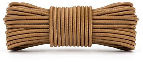 Abma Cord Bungee Cord 4mm 10M Elastic Shock Cord 100% Stretch Elastic Bungee Rope for Tarpaulin, Trailer, Backpack, Tent Pole, Kayak - Brown