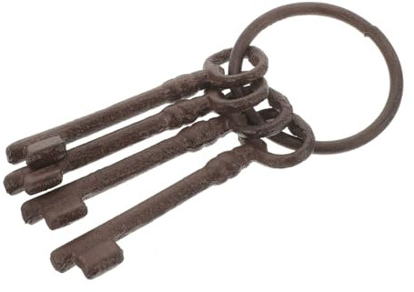 Amosfun Decoración Rústica De Llaves Anillo De Hierro Fundido Llave Antigua De Hierro Fundido Llavero Retro Llavero Artesanal De Hierro Llave De Hierro Fundido Para Jardín Planchar