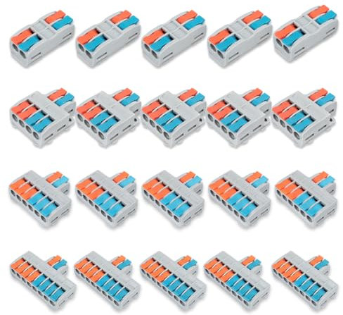 Innfeeltech 20 piezas conexión Ternimal, 2 entradas, 2 salidas, 4 salidas, 6 salidas, 8 salidas abrazadera de conexión cada 5 piezas, conectores de cable con abrazadera de conductor