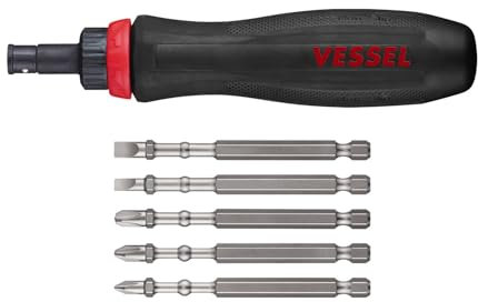 (USA Official) VESSEL MEGADORA Interchangeable Ratchet Screwdriver 5PC. Bit Set