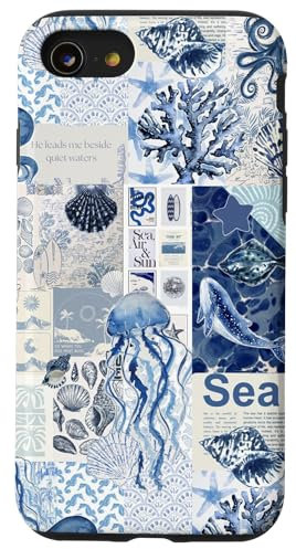 Blue Coquette Coastal Ocean Summer Beach Collage Aesthetic Case for iPhone SE (2020) / 7 / 8