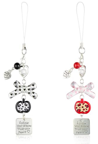 BEEFLYING 2 Pezzi Ciondolo per Cellulare in Acrilico Ciondolo con Decorazione per Cellulare Mela Ciondoli per Telefono Personalizzato per Portachiavi per Borsa Fotografica e Cellulare