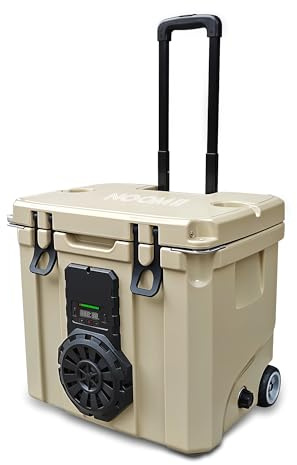 NooMii BeatRoller35 L – Kühlbox mit Akku 9000mAh & USB-Anschluss, 30W Bluetooth-Lautsprecher, IPX4 wasserdicht Thermobox, bis 60h Kältehaltezeit Mobile Camping-Kühlbox & Bluetooth-Speaker