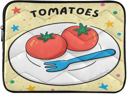 Cartoon-Tomaten-Platte, wasserdichte Laptop-Hülle, 35,6-40,6 cm, gepolstert, gesteppt, Laptop-Schutztasche, Notebook-Hülle