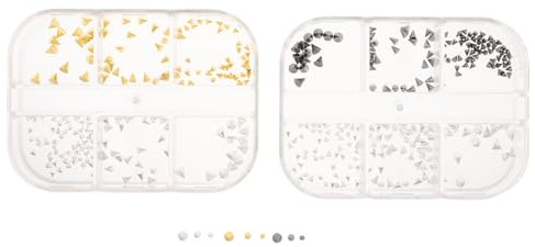 EPIGEIST 2 Boxes Punk Nail Charms Set Metal Rivet Spike Studs Nail Art Decorations for DIY Manicure