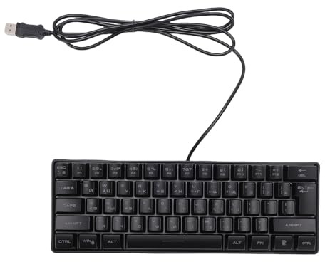 VBESTLIFE Russische und Englische Tastatur mit 61 Tasten, 60% USB-verkabelte Computer-QWERTZ-Tastatur mit RGB-Hintergrundbeleuchtung, für den Heimgebrauch Im Gaming-Büro (Black)