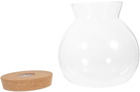 Beavorty Ecological Bottle High Borosilicate Glass with LED Light and Wooden Cover DIY Micro Landscape Terrarium Sturdy Display and Lighting Feature for Room Decoration