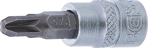 BGS 2492 | Bit-Einsatz | Kreuzschlitz PZ3 | Antrieb Innenvierkant 6,3 mm (1/4) | Länge 38 mm | Chrom-Vanadium-Stahl | verchromt, matt | mit Rändelung