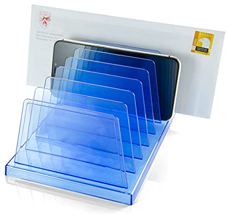 Officemate Blue Glacier Standard Sorter, 7 Compartments, Transparent Blue (23214)