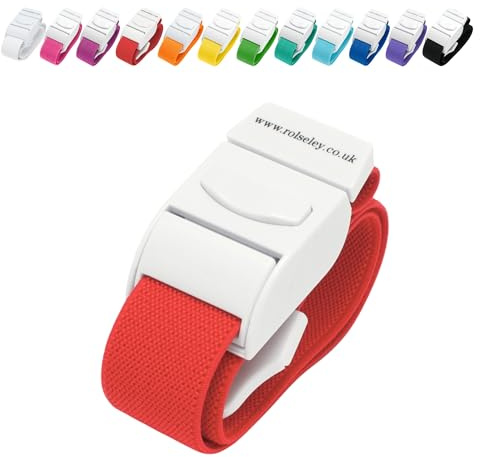 ROLSELEY Quality Medical Tourniquet with Quick Release Buckle and Latex Free Polyester Elastic Band for NHS Nurse, Midwife, A&E, Paramedic, Phlebotomist, Medical Student and Doctor (RED)