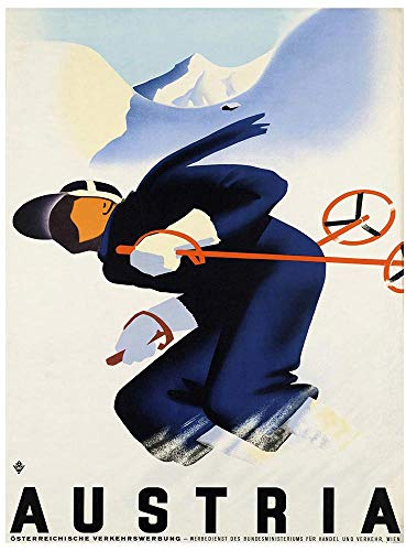 Wee Blue Coo Travel Austria Winter Sport Ski Snow Mountain Alps Art Print Poster Wall Decor Kunstdruck Poster Wand-Dekor-12X16 Zoll