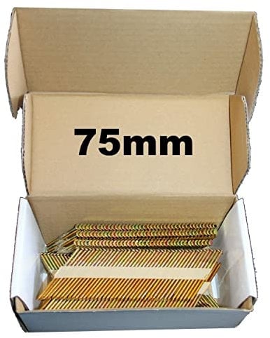 1000 x 75mm Galvanised Ring Framing Nails,Clipped D-Head, for DEWALT 18v Cordless DCN692