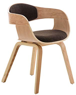 CLP Esszimmerstuhl ergonomisch Kingston,Lehnstuhl mit umlaufender Rückenlehne, Holzgestell belastbar bis 150 kg, Farbe:Natur/braun