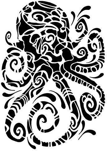 Ideen mit Herz Laser-Kunststoff-Schablone, DIN A4 | perfekt geeignet für Textilgestaltung, Wandgestaltung, Fenster, Papier, Scrapbooking, Kinder, Basteln, DIY (Oktopus)