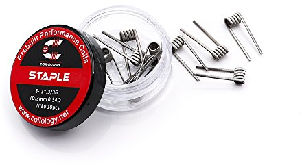10x COILOLOGY Ni80 - Coils Draht Wicklung Selbstwickler Verdampfer Atomizer RDA, RBA, RTA, RDTA, Nichrome (Staple - 0.34 Ohm)