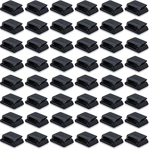 50 Pack Self-Adhesive Cable Clips Electrical Wire Clips Cable Management Clips for Car, Office and Home (13 x 10 mm, Black)