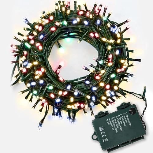 SHATCHI 100 Multicolour LEDs Battery Operated Fairy Lights Waterproof Indoor/Outdoor 8 Changing Modes Timer Christmas Wedding Party Birthday Decorations
