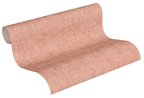 A.S. Création Vliestapete Greenery Tapete Uni Vintage Optik 10,05 m x 0,53 m rosa orange rot Made in Germany 373343 37334-3