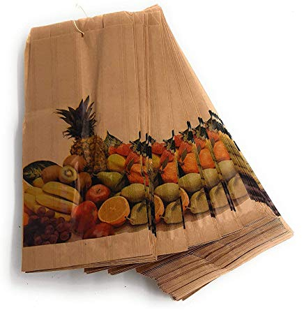 100 Beutel aus Kraftpapier, feuchtigkeitsabweisend, für Obst und Gemüse, 14 x 29 cm