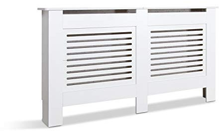 Mondeer Radiator Cover, Cabinet MDF Horizontal Modern Design White Decorative for Living Room Bedroom L(152cm)