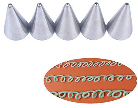 DUORUI Spritztüllen, Edelstahl, klein, rund, Lochform für Sahnetorten, Schreiben, Konturieren, Dekorieren, Cupcakes, Fondant, Kuchen, 5 Stück