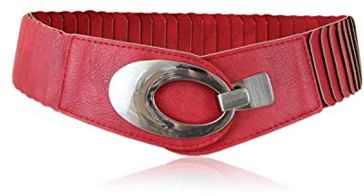 irisaa Breiter Damen Gürtel Elastischer Taillengürtel, Hüftgürtel Stretch Gürtel mit Hakenverschluss, Rot, Damen Taillengürtel ONE SIZE