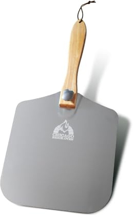 Chicago Brick Oven Aluminium-Pizzaschaufel, 30,5 x 35,6 cm, mit faltbarem Holzgriff, 63,5 cm langer Drehspatel, Pizzaschaufel, Pizzaschaufel, Pizzaschaufel, 30,5 cm, Pizzaschaufel aus Aluminium, 30,5