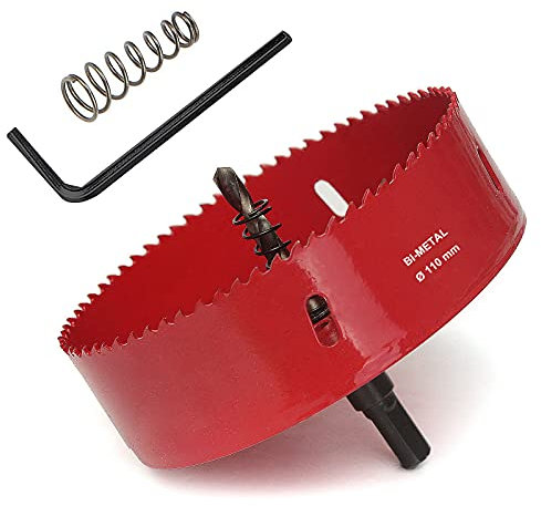 SagaSave 110mm HSS Bi-Metal Hole Saw with Corn Hole Drilling Cutter, Hole Cutter for Stainless Steel,Metal,Wood,Plastic,Drywall,Fiberboard, 4.33inch 1PCS