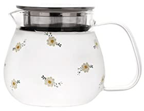 Théière Théière à théière en verre Théière de ménage 490 ml avec filtre en acier inoxydable résistant à la chaleur parfait for le thé et le café 1 4x10.5x9cm Théière (Pattern : Daisy)