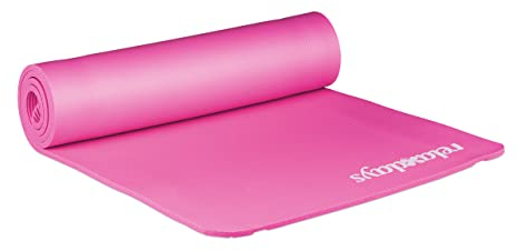 Relaxdays 1 x Yogamatte, 1 cm dick, für Pilates, Fitness, gelenkschonend, mit Tragegurt, Gymnastikmatte 60 x 180 cm, pink
