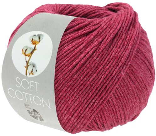 LANA GROSSA Soft Cotton | Weiches Baumwollgarn mit modernem Mikrofaseranteil | Handstrickgarn aus 70% Baumwolle & 30% Polyacryl | 50g Wolle zum Stricken & Häkeln | 140m Garn FB39