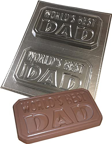 dennycraftmoulds Worlds Best DAD Chocolate Bar Moulds Reusable Plastic Molds Make 100g Bars, Transparent, (4351)