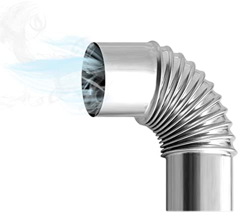 WBTY 90° Bogen Rohr, 6,0 cm Ofenrohr Edelstahl Holzofen Kaminofen Ofenrohr Outdoor Campingkocher Zubehör Verlängerung Austausch Rauchrohr Adapter Rohr