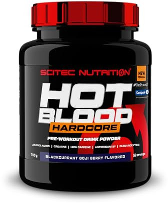 Scitec Nutrition Hot Blood Hardcore, Bebida en polvo de pre-entreno con aminoácidos y creatina, 700 g, Grosella negra-Baya de goj