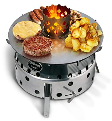 Terma Feuerplatte/Grillplatte Komplettset geeigent für Petromax Atago & BBQ-Toro DOKING Made in Germany, plancha Platte, feuerplatte Grill, feuerschale mit grillplatte,
